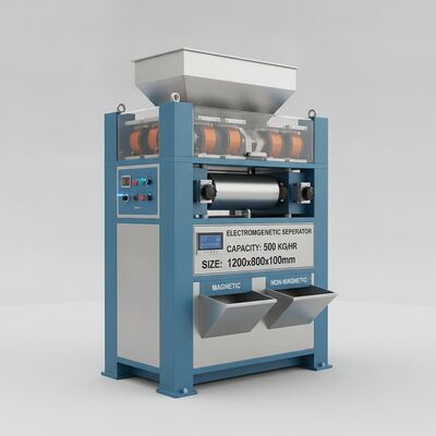 Kapasitas pemisahan 500 Kg per jam Separator elektromagnetik Ukuran 1200mm X 800mm X 1000mm Dirancang untuk pemisahan bahan magnetik