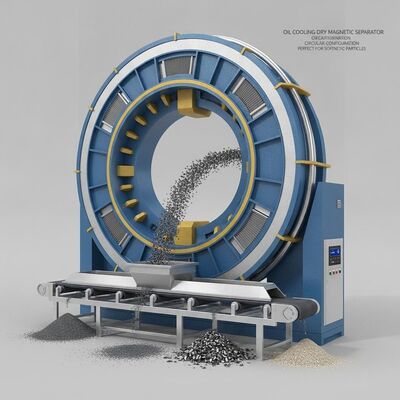 Konfigurasi Melingkar Pemisah Magnetik Kering Pendingin Oli Sempurna untuk Menyortir Partikel Magnetik di Penambangan dan Daur Ulang