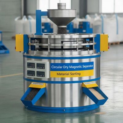 Kekuatan medan magnet Hingga 15000 Gauss Separator magnet kering lingkaran dengan efisiensi pemisahan hingga 99 persen untuk pemisahan bahan