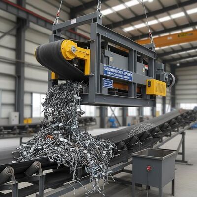 Pemisah Magnet Permanen Overband Pemisahan Magnetik Kontaminan Ferrous Peralatan Penghilangan Logam Model Tergantung Arus
