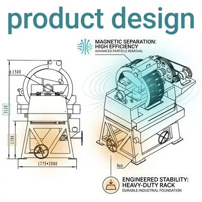 Intensitas Medan Magnetik Tinggi Pemisah Plat Lembab Magnetik Arah Medan Magnetik Vertikal yang dirancang untuk proses pemisahan mineral