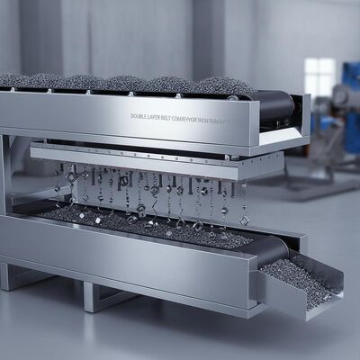 Double Layer Belt Conveyor Iron Remover Permanent Magnetic Separator Dilengkapi Dengan Menggunakan 316SS Shell Material Memberikan Penghapusan Besi